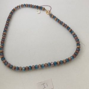 Blue & Brown Glass Beaded Necklace (I1)